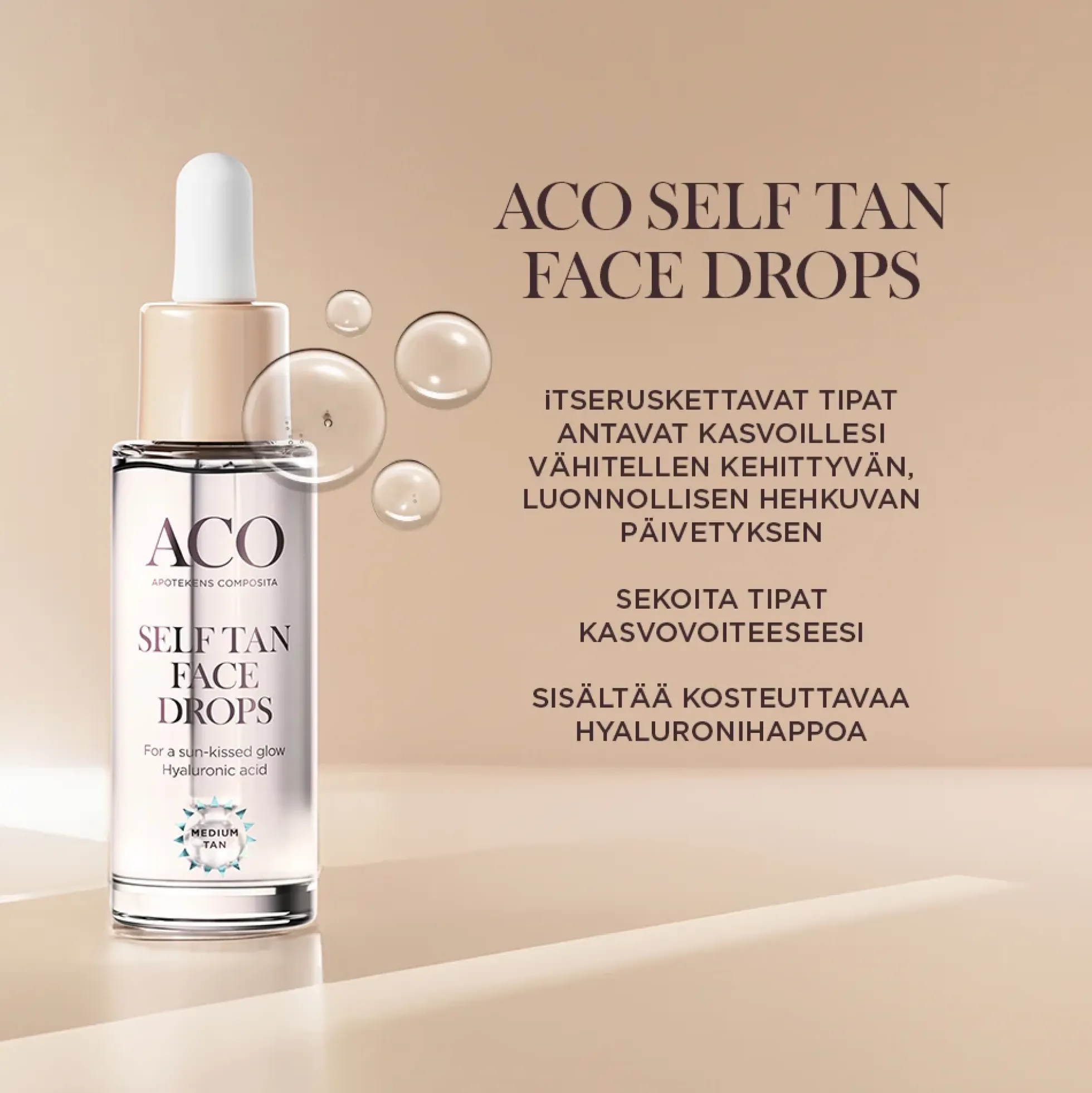 ACO Self Tan Face Drops itseruskettavat tipat kasvoille 30 ml