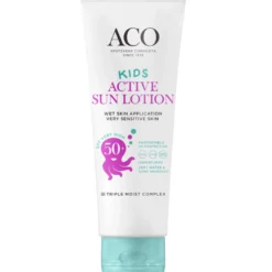 ACO Sun Kids Active Sun Lotion SPF50+ -aurinkovoide lapsille + ACO sun kids stick kaupan päälle!