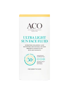 ACO Sun Ultra-Light Face Fluid SPF50+ kevyt aurinkosuojavoide kasvoille