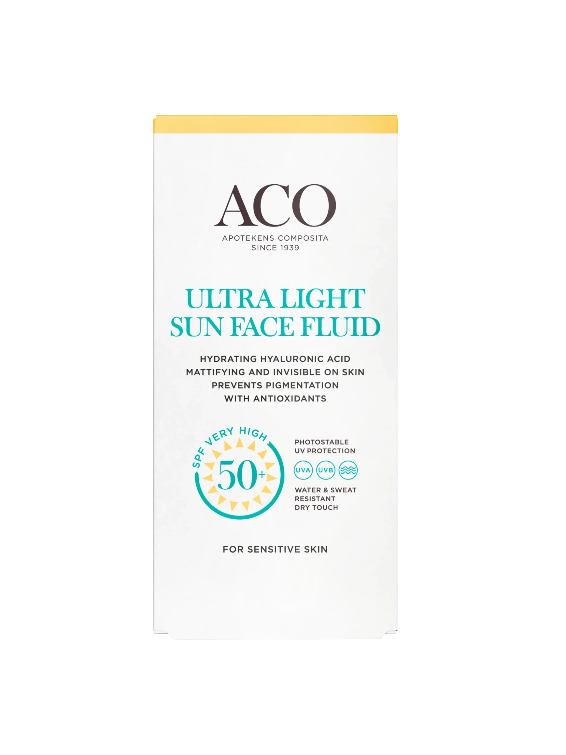 ACO Sun Ultra-Light Face Fluid SPF50+ kevyt aurinkosuojavoide kasvoille