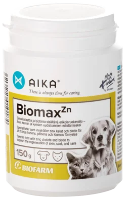 AIKA Biomax Zn 150 g - täydennysrehu koirien ja kissojen iholle ja kynsille