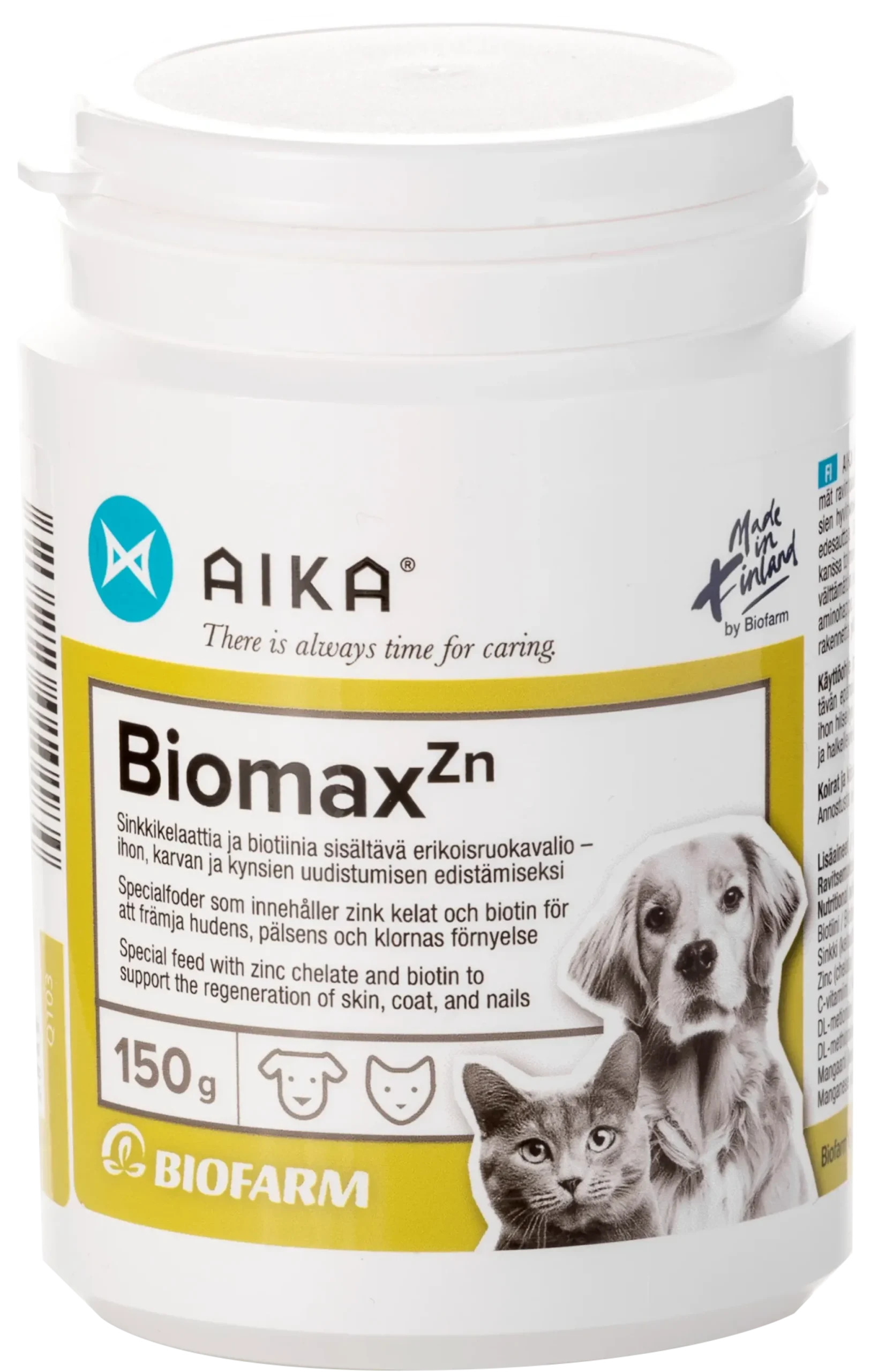 AIKA Biomax Zn 150 g - täydennysrehu koirien ja kissojen iholle ja kynsille