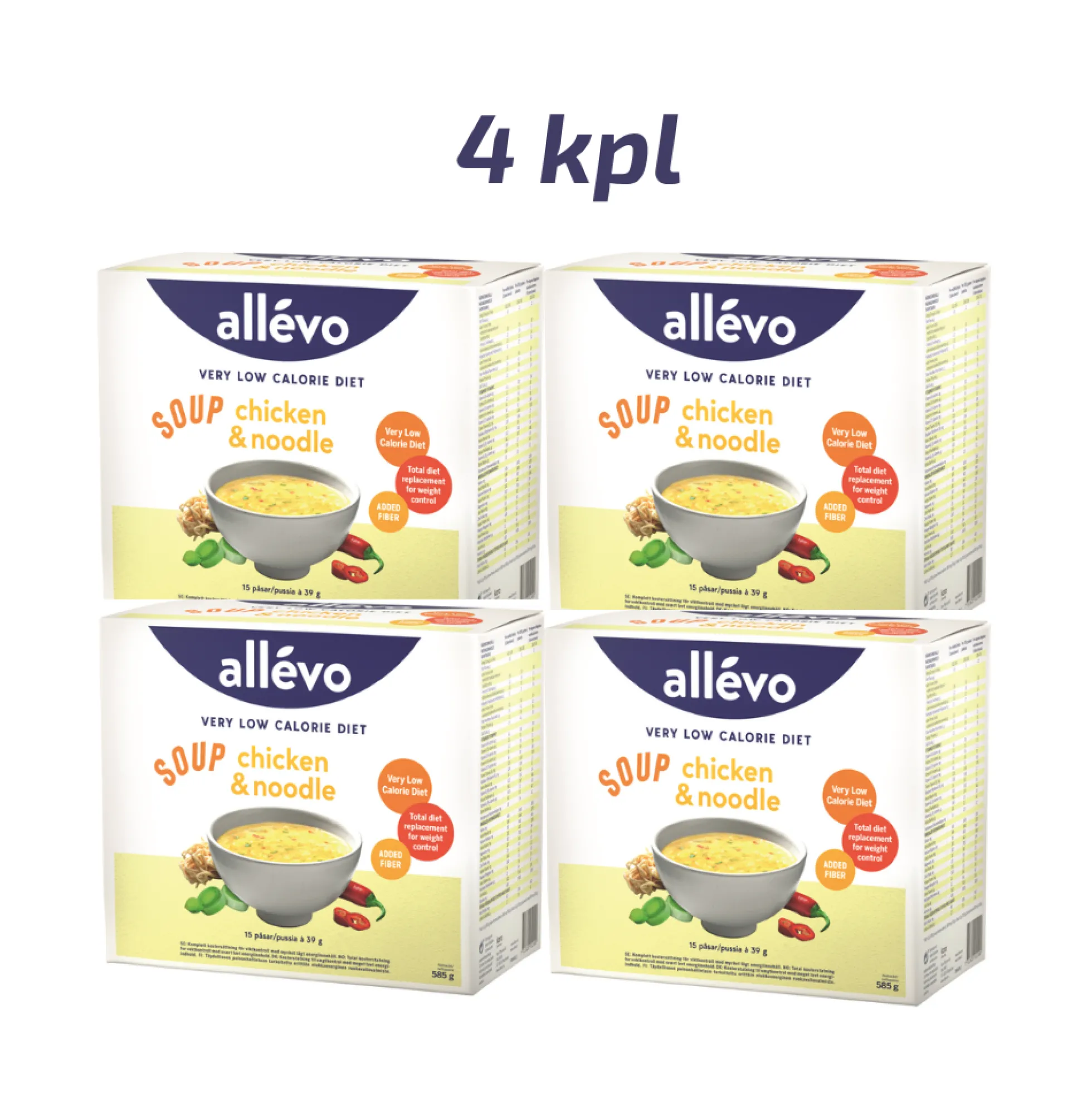 Allevo VLCD Keitto Kananuudeli säästöpakkaus 4 x 15 pss