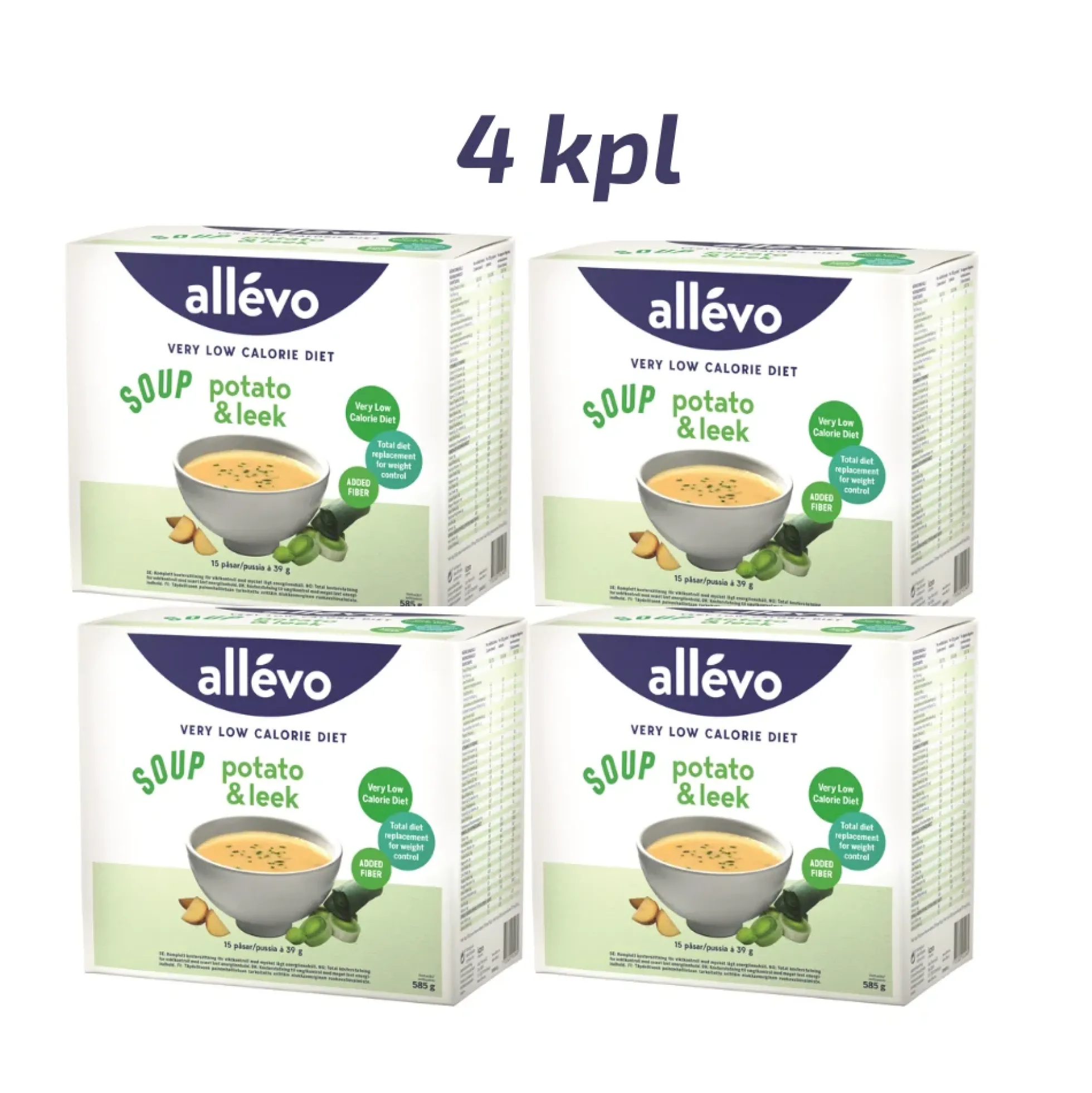 Allevo VLCD Keitto Peruna&Purjo säästöpakkaus 4 x 15 pss