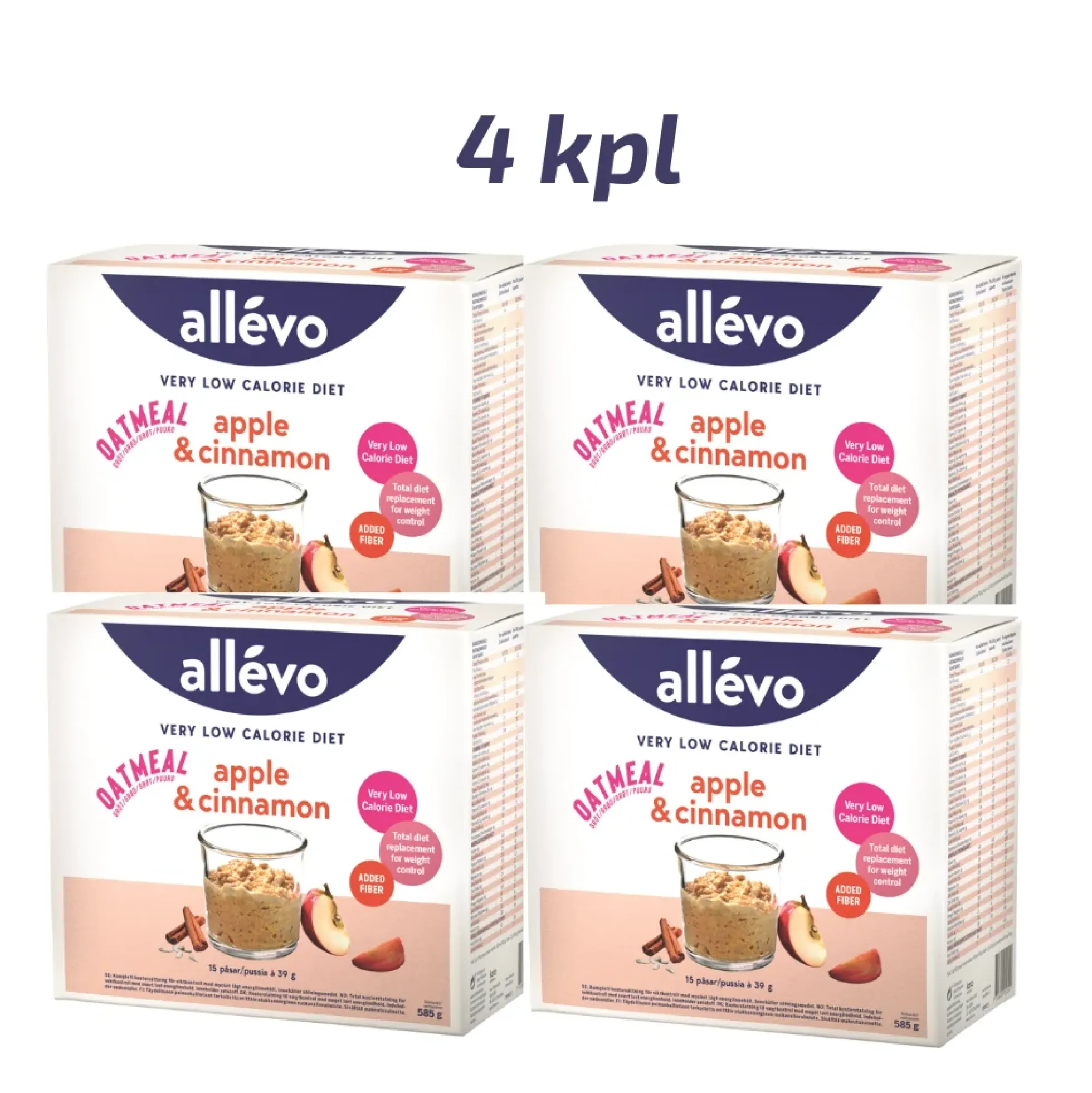 Allevo VLCD Puuro Omena&Kaneli säästöpakkaus 4 x 15 pss