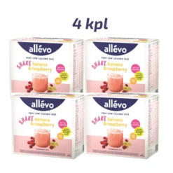 Allevo VLCD Shake Banaani&Vadelma säästöpakkaus 4 x 15 pss