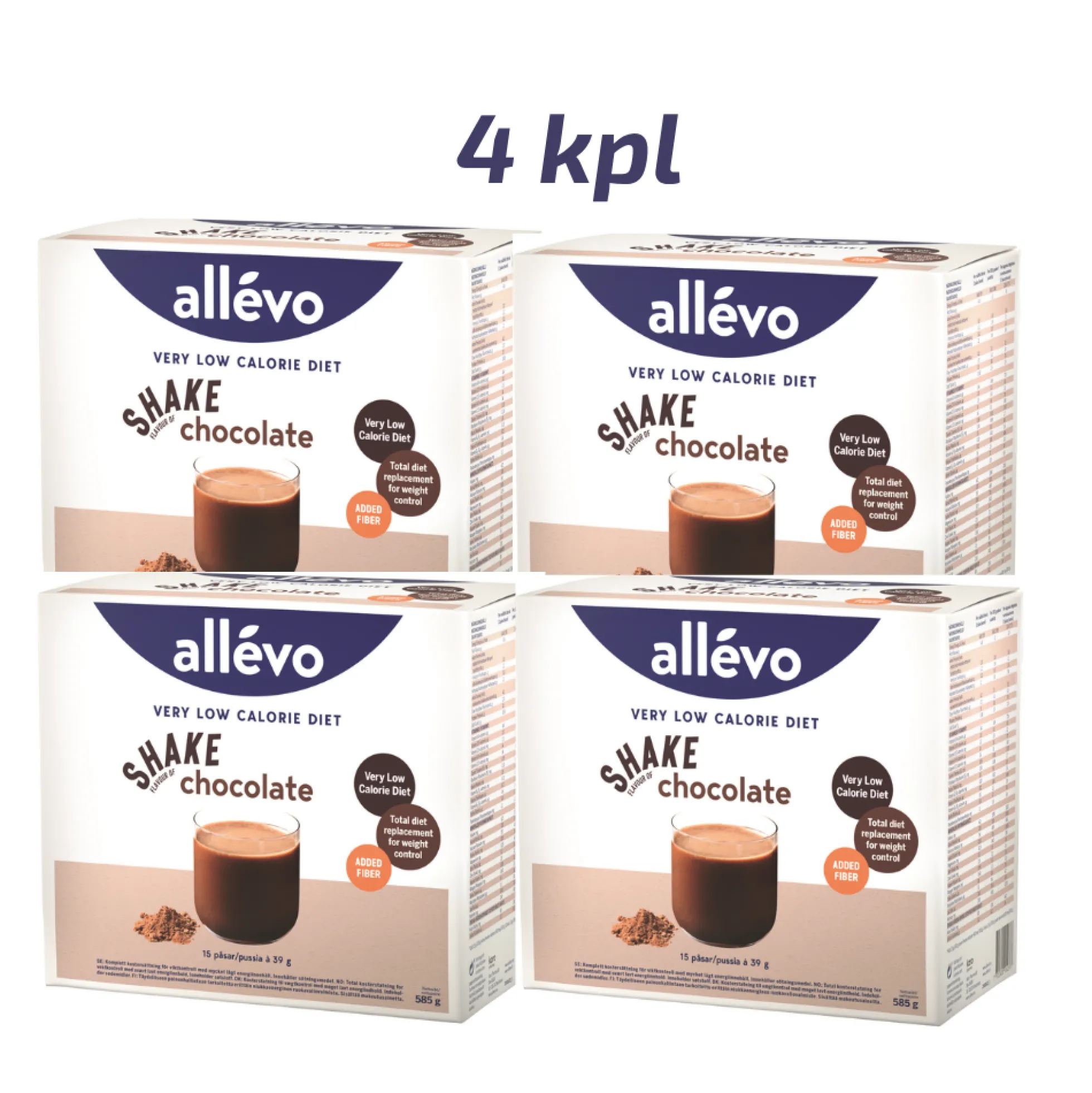 Allevo VLCD Shake Suklaa säästöpakkaus 4 x 15 pss