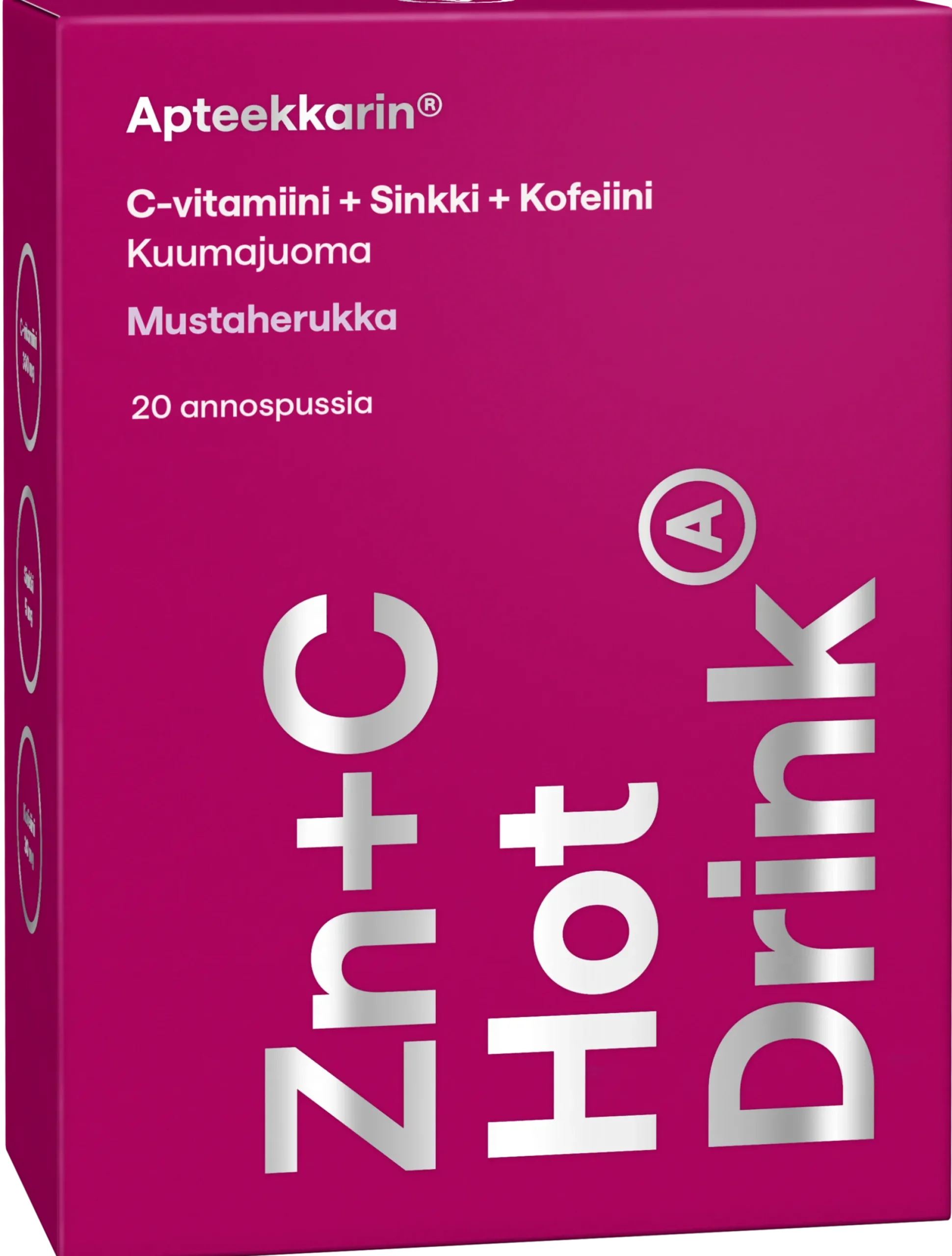 Apteekkarin C+Sinkki kuumajuoma annospussit mustaherukka
