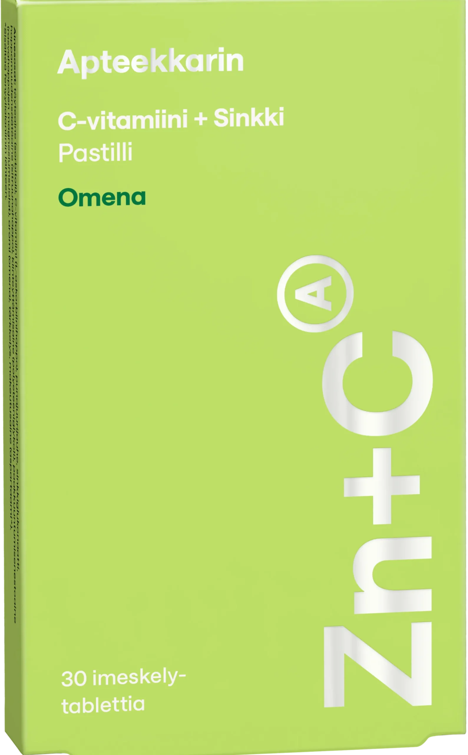 Apteekkarin C+ Sinkki pastilli omena 30 kpl