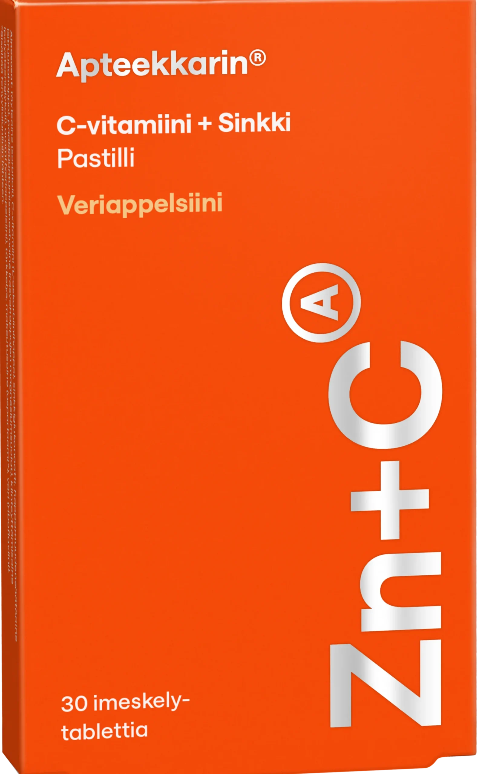 Apteekkarin C + Sinkki pastilli veriappelsiini