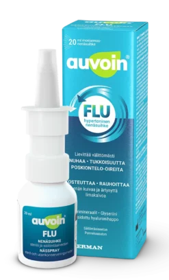 Auvoin FLU nenäsuihke 20 ml -Kaksivaikutteinen nenäsuihke tukkoiselle nenälle