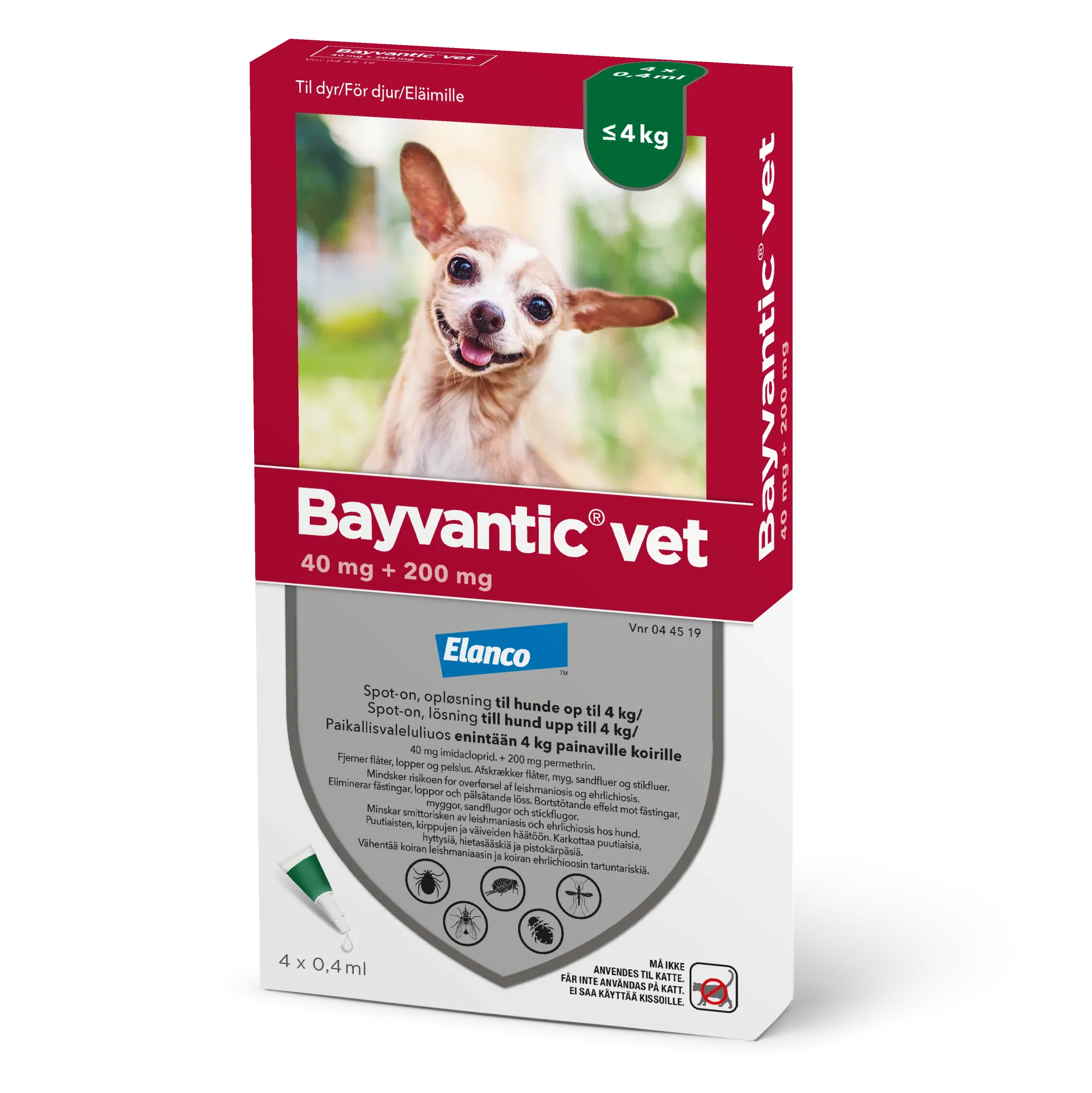 Bayvantic Vet enintään 4 kg painaville koirille - 40/200 mg/ml