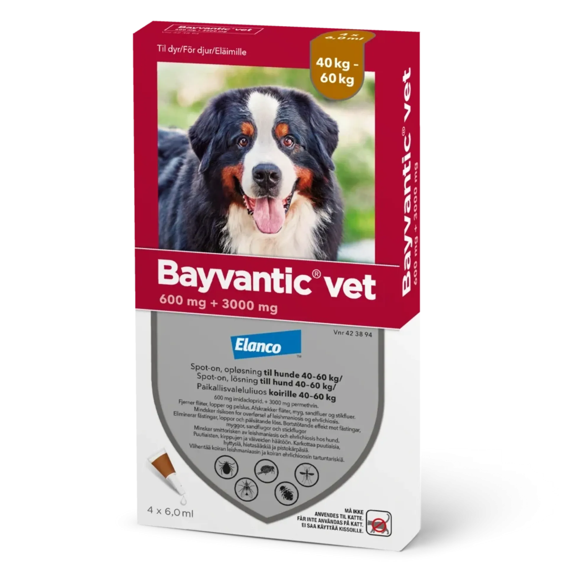 Bayvantic Vet 40-60 kg koirille- 600/3000 mg/ml