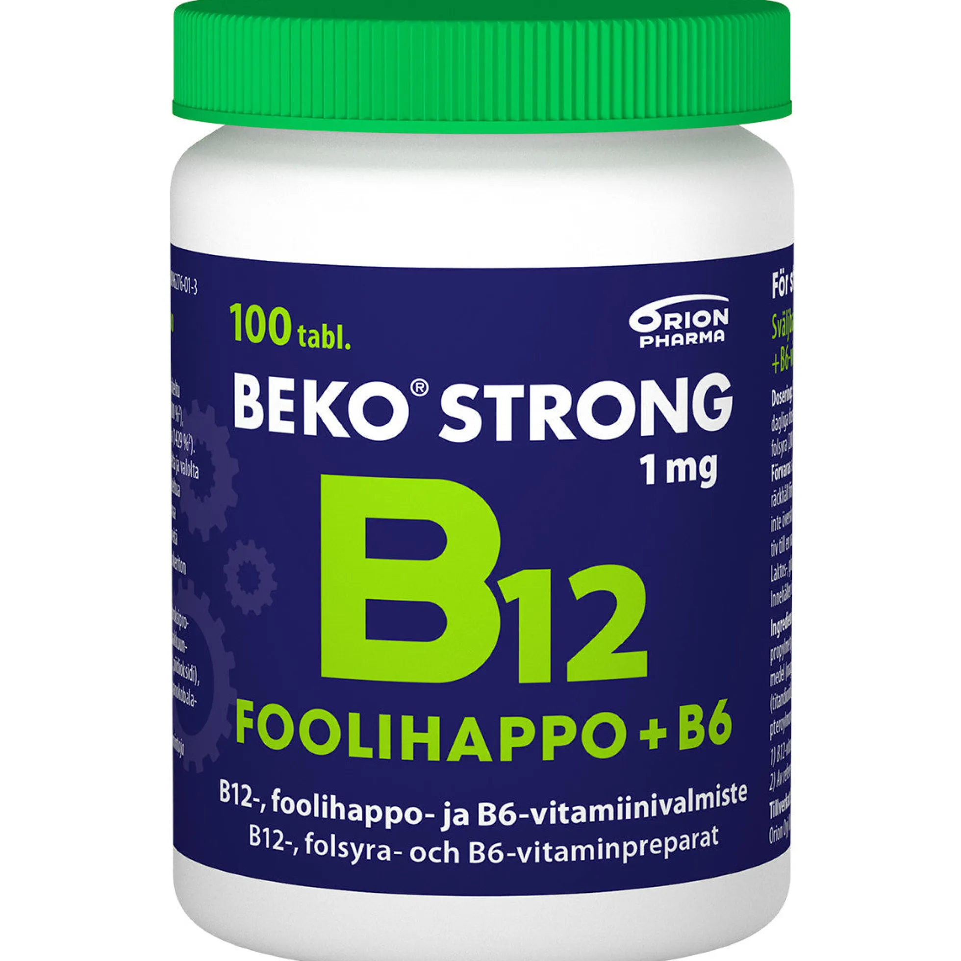 Beko Strong B12+foolihappo+B6 nieltävä tabletti - eri kokoja