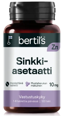 Bertil's Kelasin Sinkkiasetaatti 10 mg imeskelytabletti