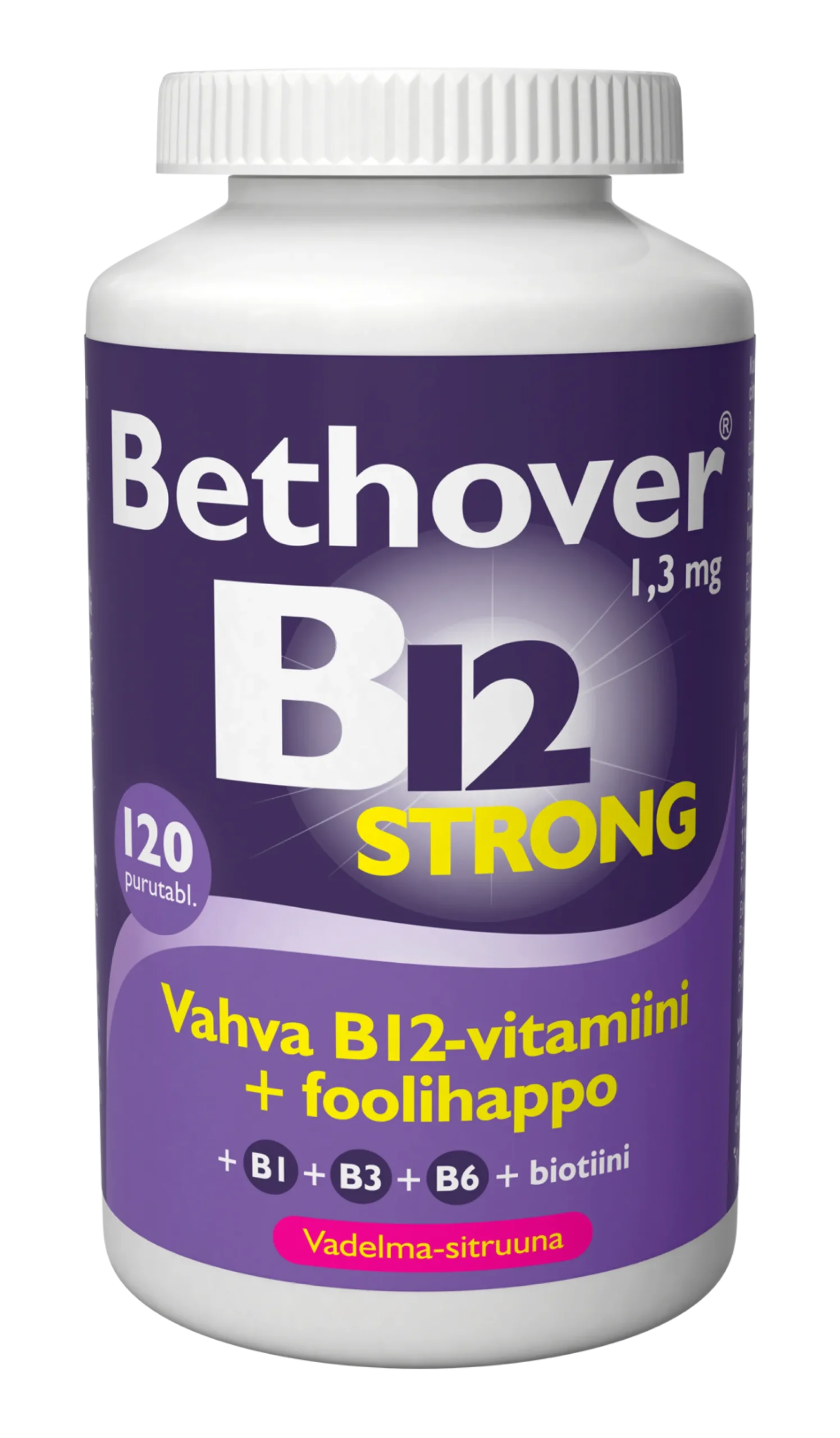 Bethover B12 vahva Vadelma-sitruuna 120 tbl