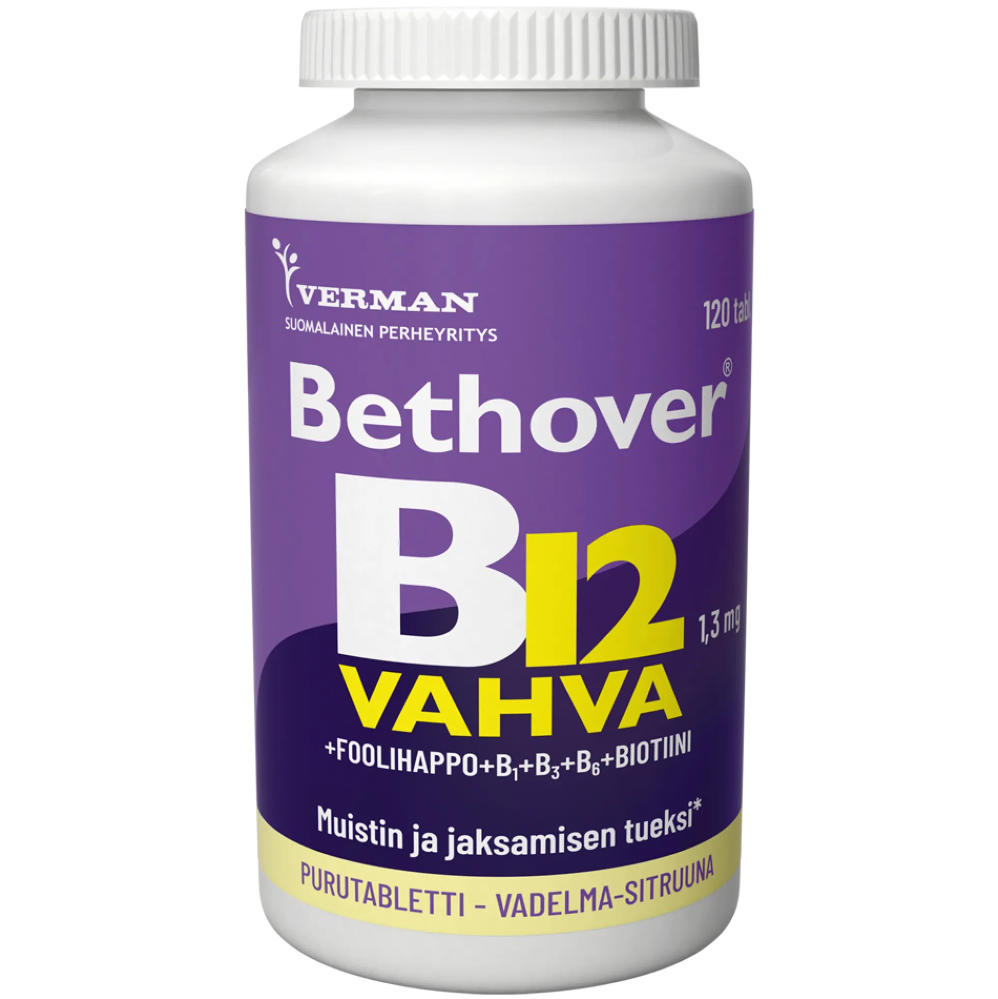 Bethover B12 vahva Vadelma-sitruuna 120 tbl