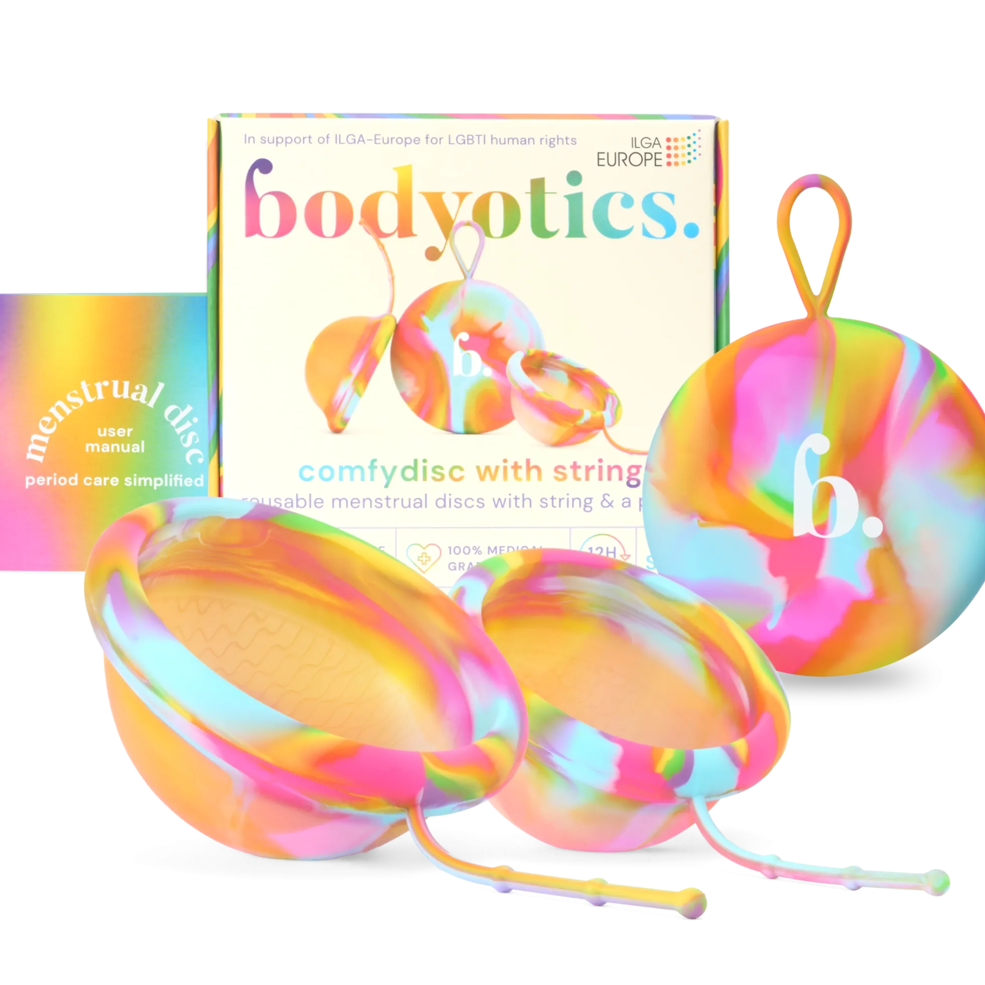 Bodyotics Comfydisc Kuukautislevyt narulla S & L - Rainbow