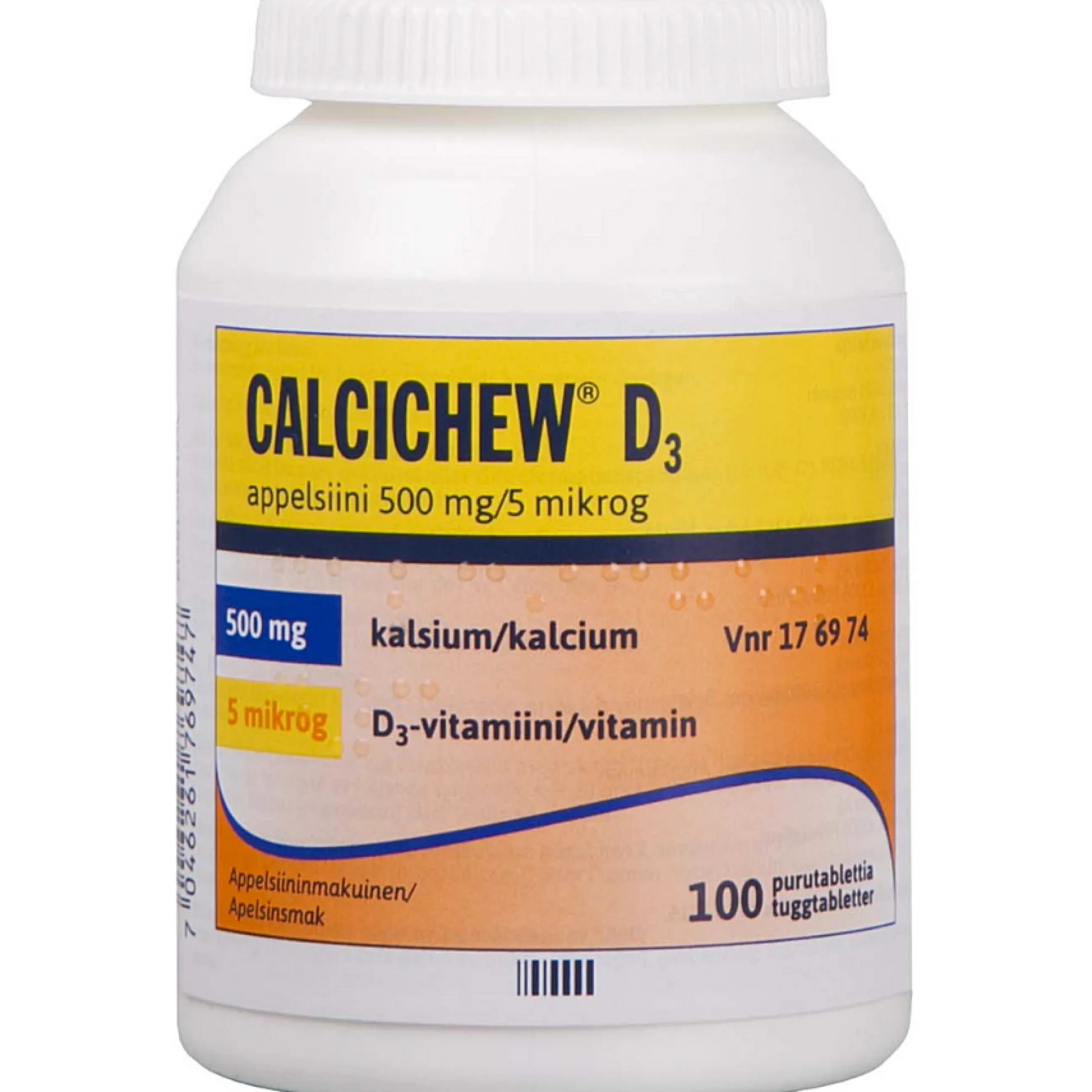 Calcichew D3 appelsiini 500 mg/5 mikrog -purutabletti