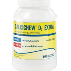 Calcichew D3 Extra sitruuna 500 mg/20 mikrog -purutabletti