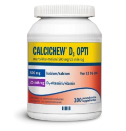 Calcichew D3 Opti mansikka-meloni 500 mg/25 mikrog -purutabletti