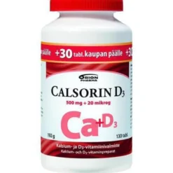 Calsorin 500mg + D3 20mikrog tabletti 130 tabl. Kampanjapakkaus!
