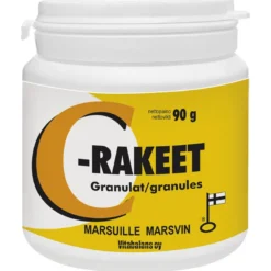 C-jauhe -Helppokäyttöinen C-vitamiinijauhe marsuille, koirille ja hevosille Eri pakkauskokoja