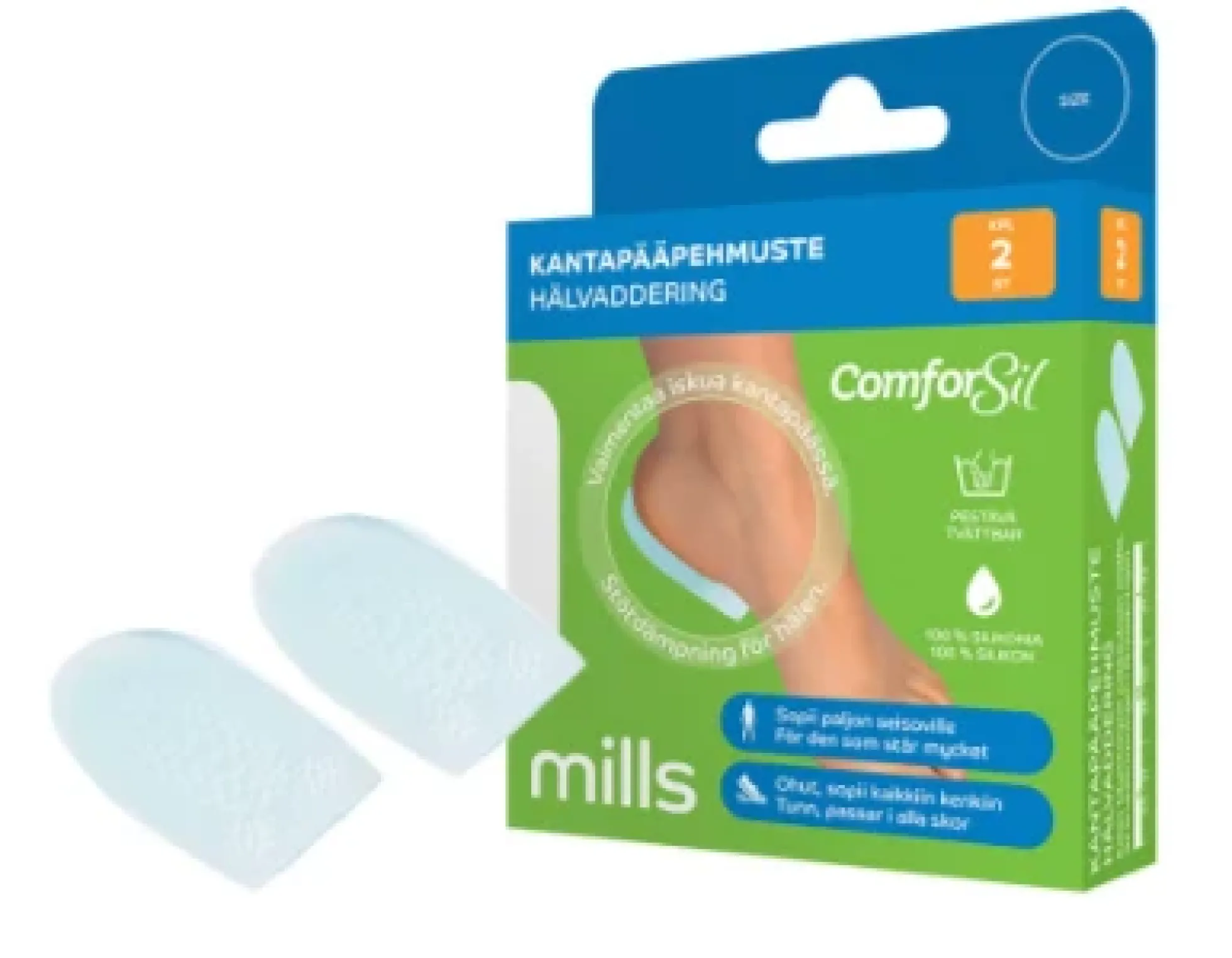 Comforsil Kantapääpehmuste eri kokoja 1 pari