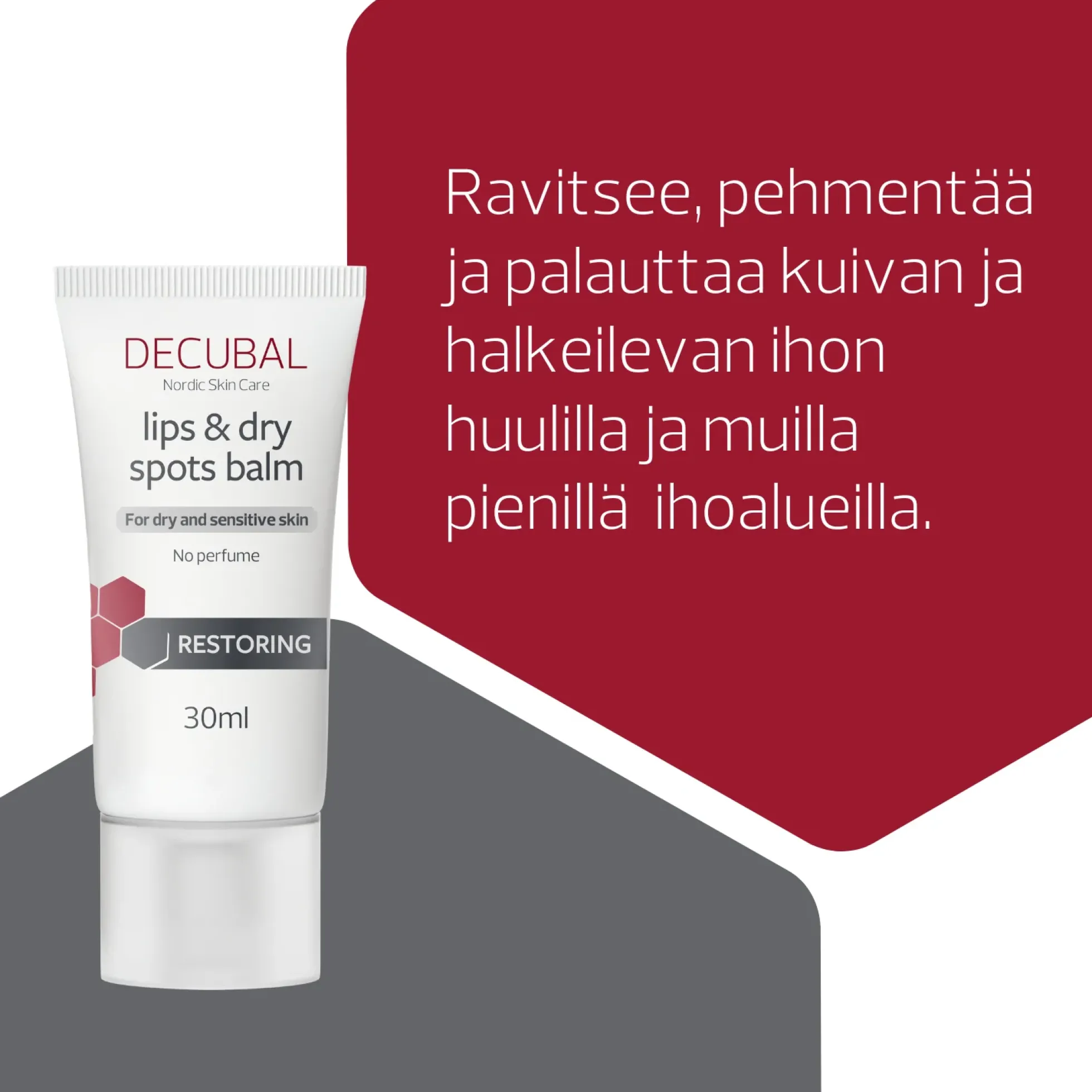 Decubal Restoring Lips & Dry Spots Balm ravitseva voide huulille ja kuiville ihoalueille 30 ml
