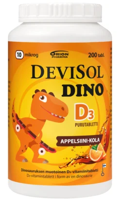 DeviSol Dino appelsiini-kola 10 mikrog 200 tabl.