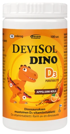 DeviSol Dino appelsiini-kola 10 mikrog 100 tabl.