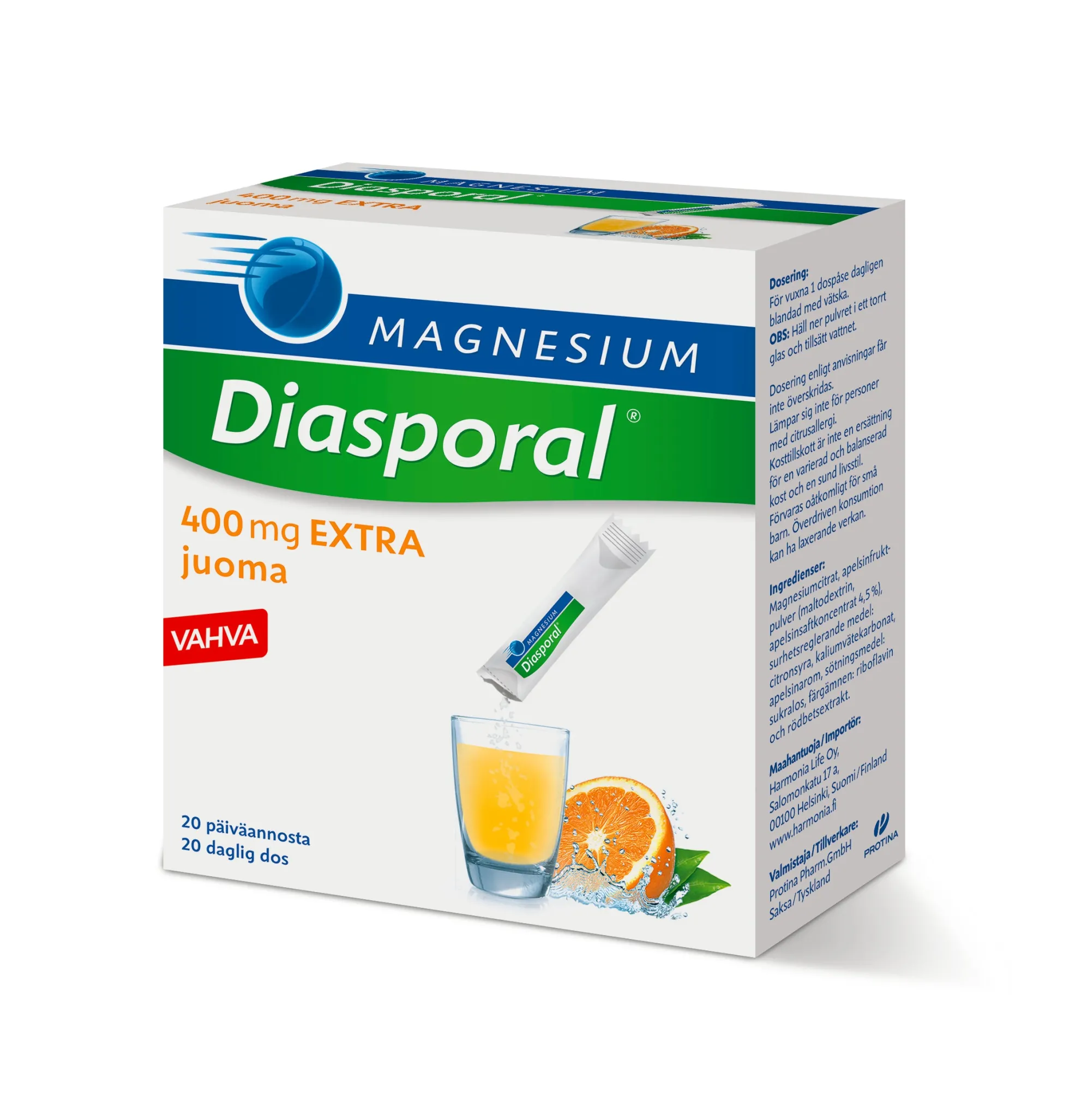 Diasporal magnesium 400 Extra juomajauhe
