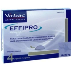 EFFIPRO 100 mg/ml liuos ulkoloisten häätöön koirille 4 pipettiä painon mukaan -eri vaihtoehtoja