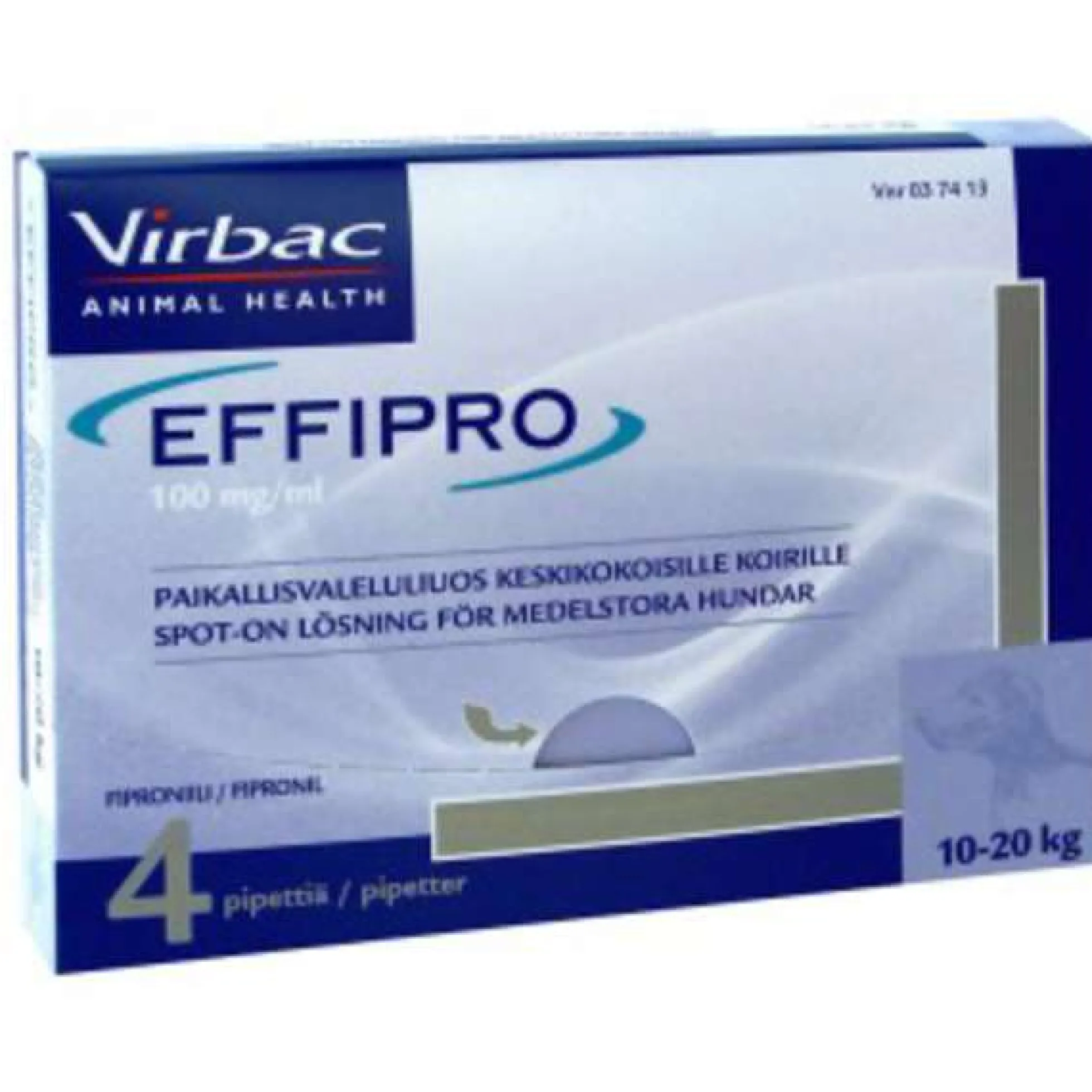 EFFIPRO 100 mg/ml liuos ulkoloisten häätöön koirille 4 pipettiä painon mukaan -eri vaihtoehtoja