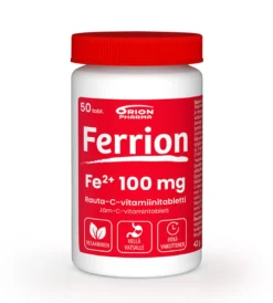 Ferrion 100 mg vahva ja pitkävaikutteinen rautavalmiste -Eri pakkauskokoja