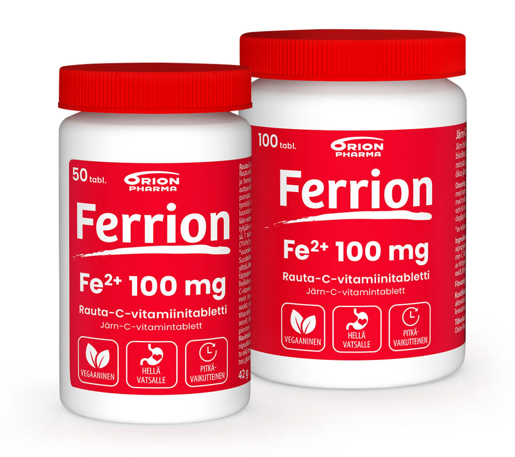 Ferrion 100 mg vahva ja pitkävaikutteinen rautavalmiste -Eri pakkauskokoja