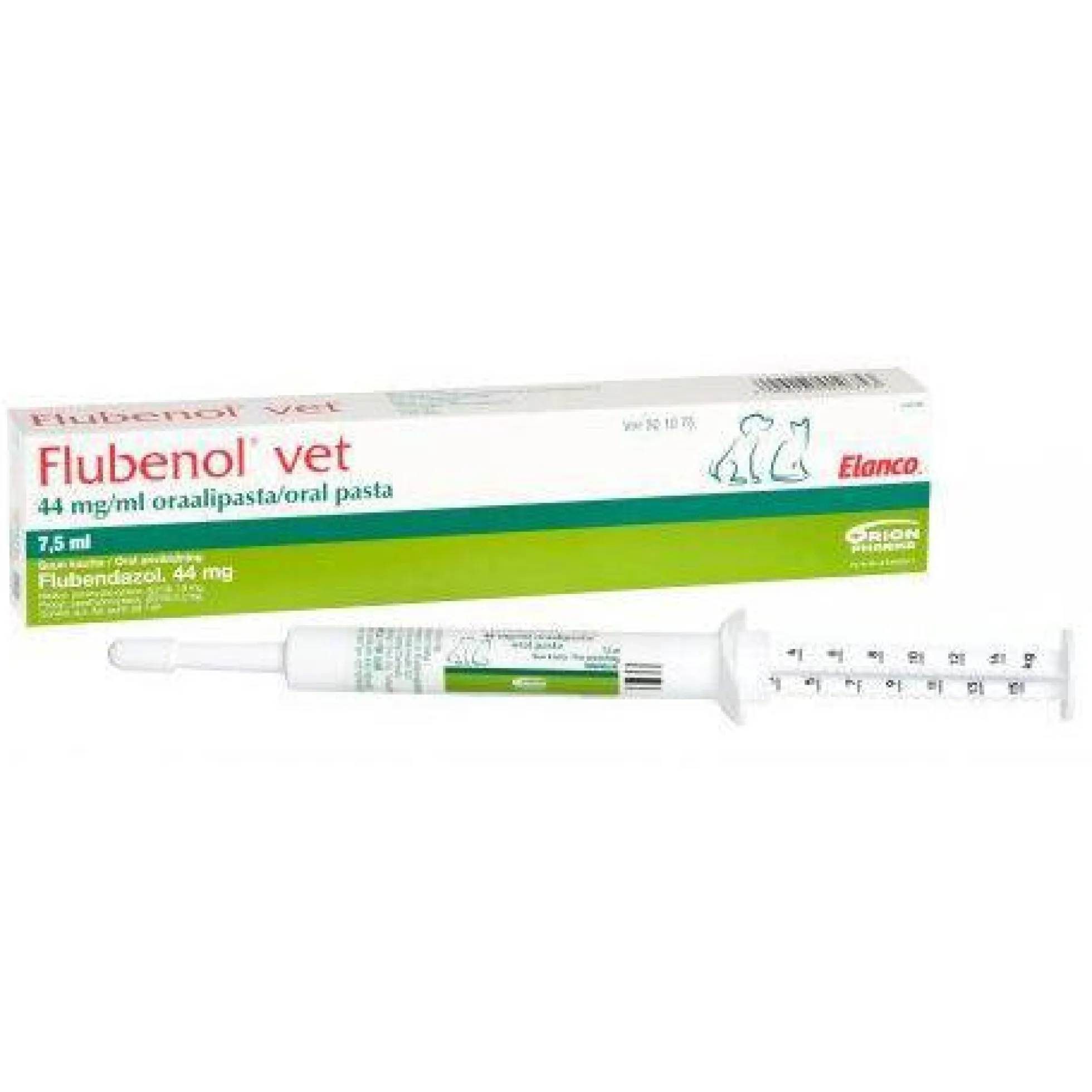 Flubenol vet 44 mg/ml -matolääke kissoille ja koirille oraalipasta