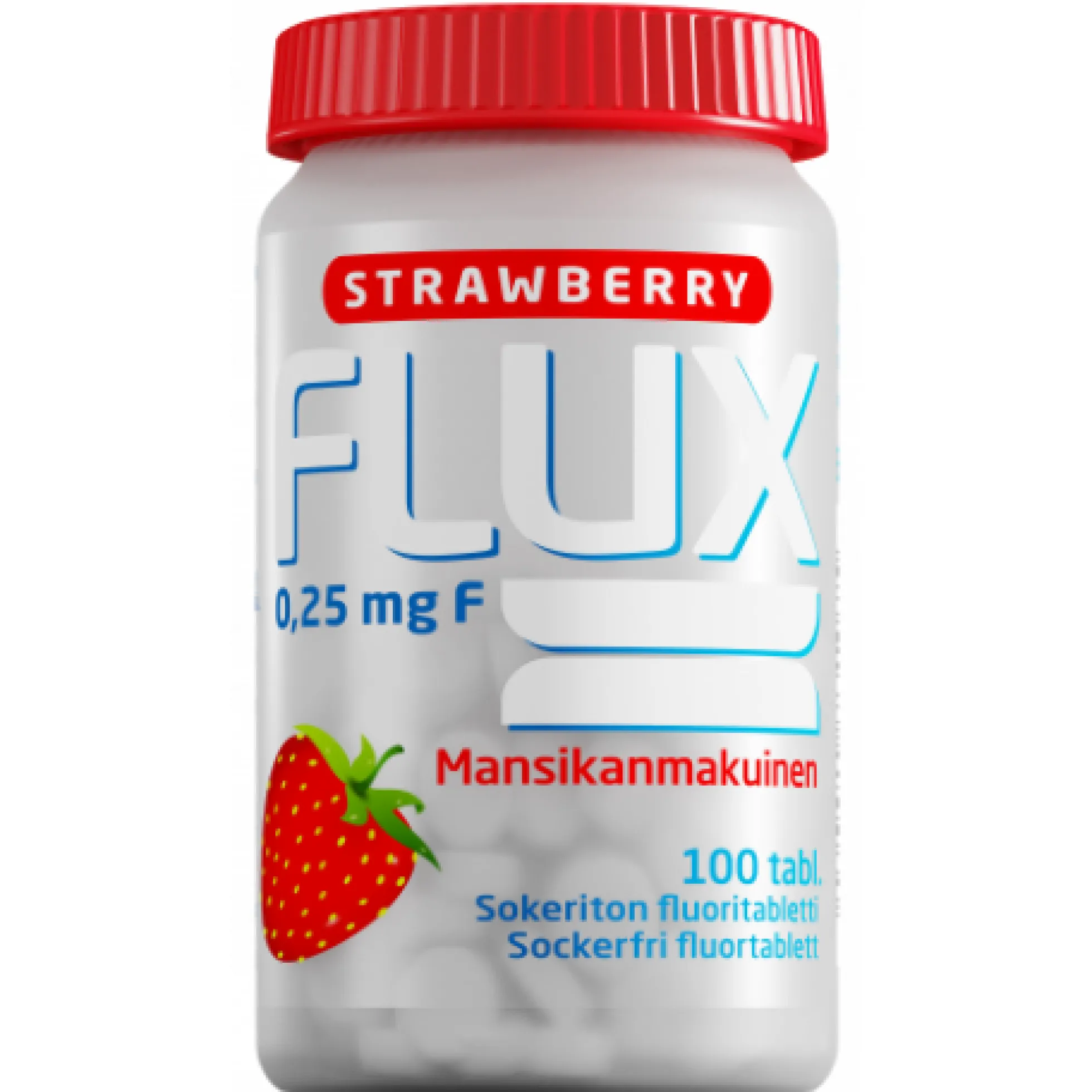 Flux Strawberry fluoritabletti -mansikanmakuinen imeskelytabletti