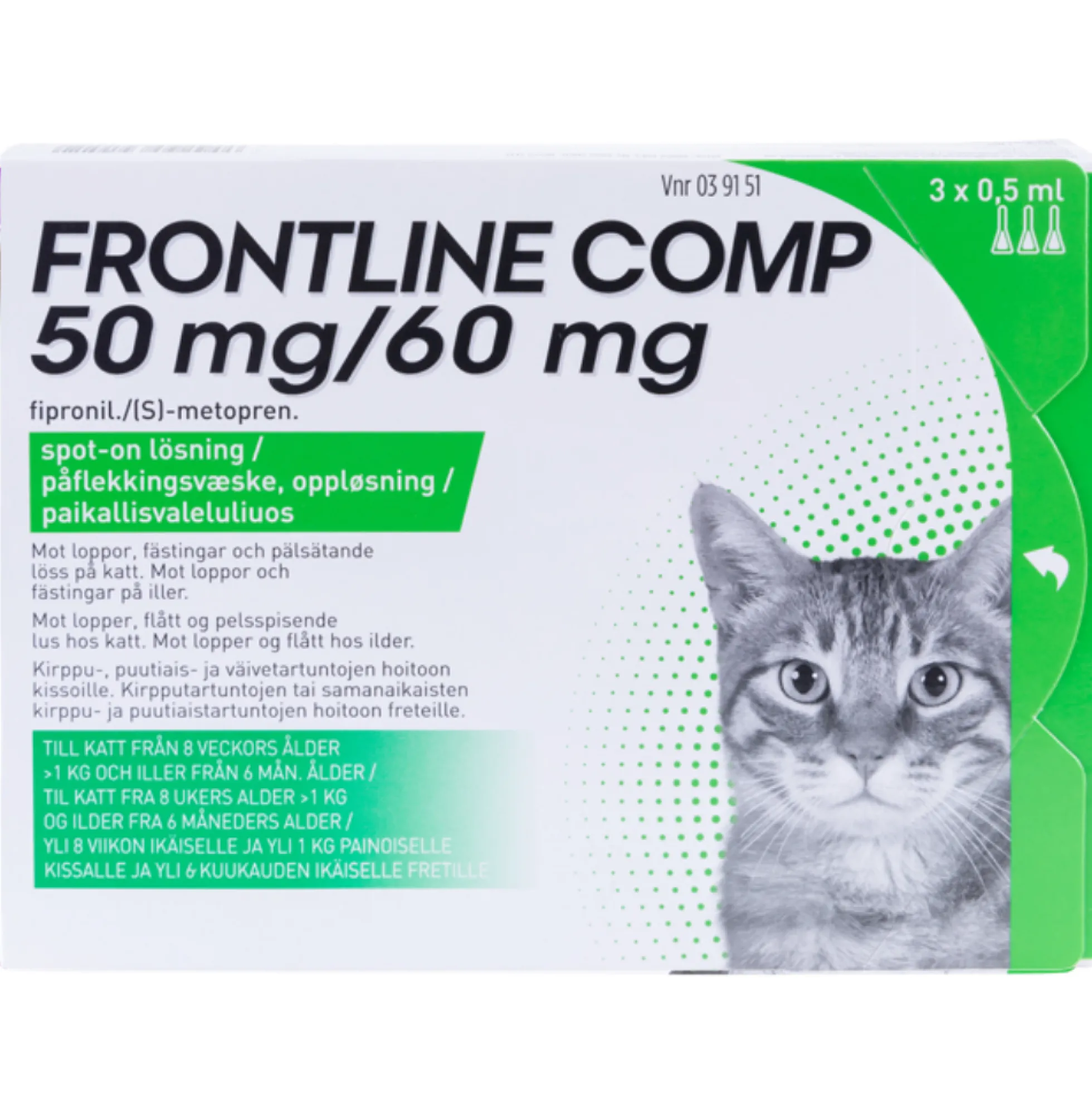 Frontline Comp 50/60 mg -paikallisvaleluliuos kissalle