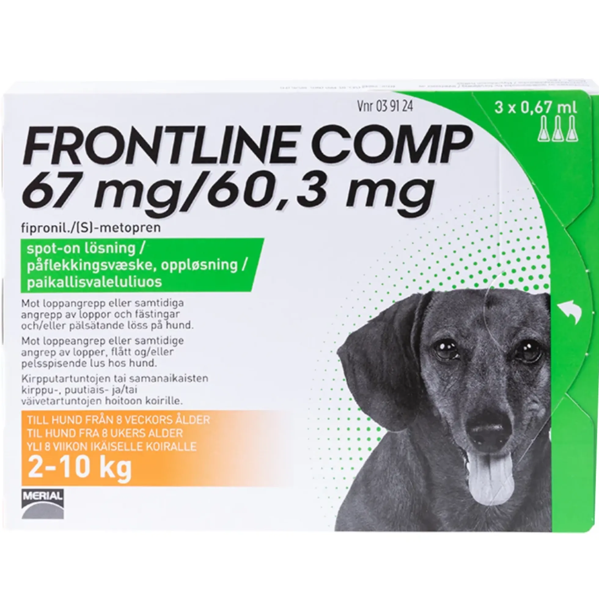 Frontline Comp -paikallisvaleluliuos koirille eri kokoja