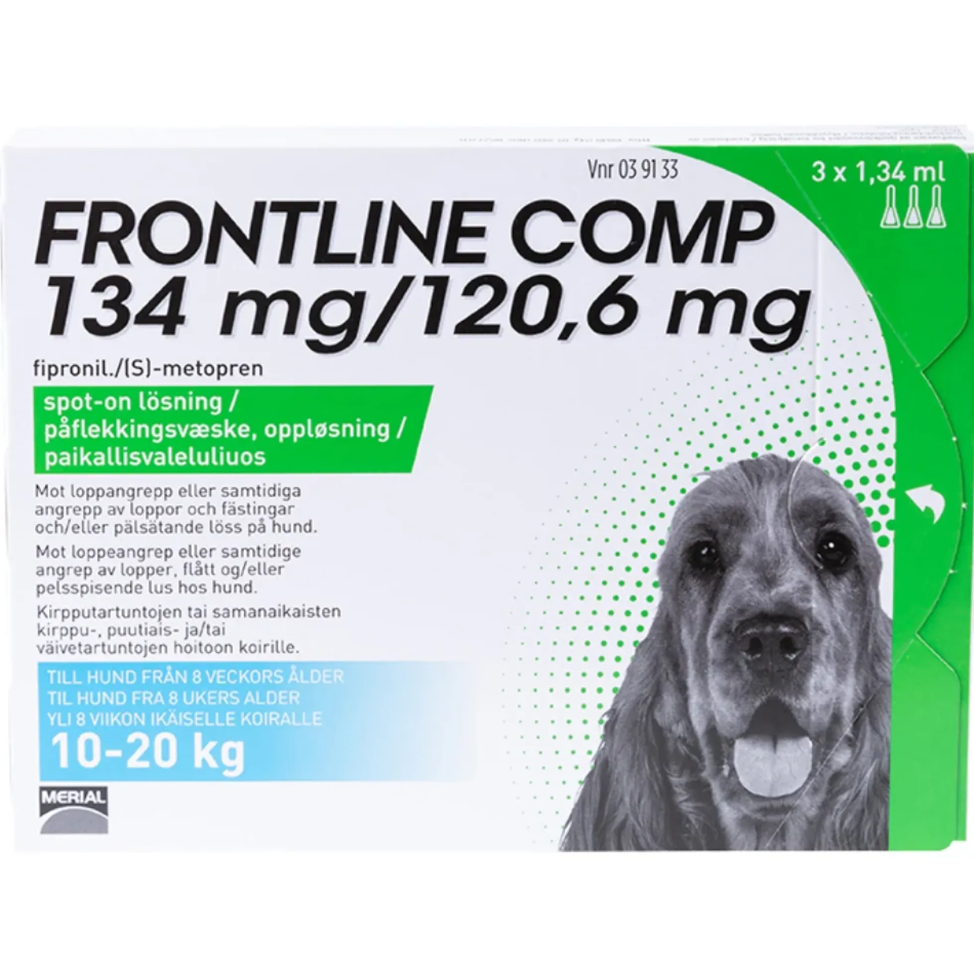 Frontline Comp -paikallisvaleluliuos koirille eri kokoja