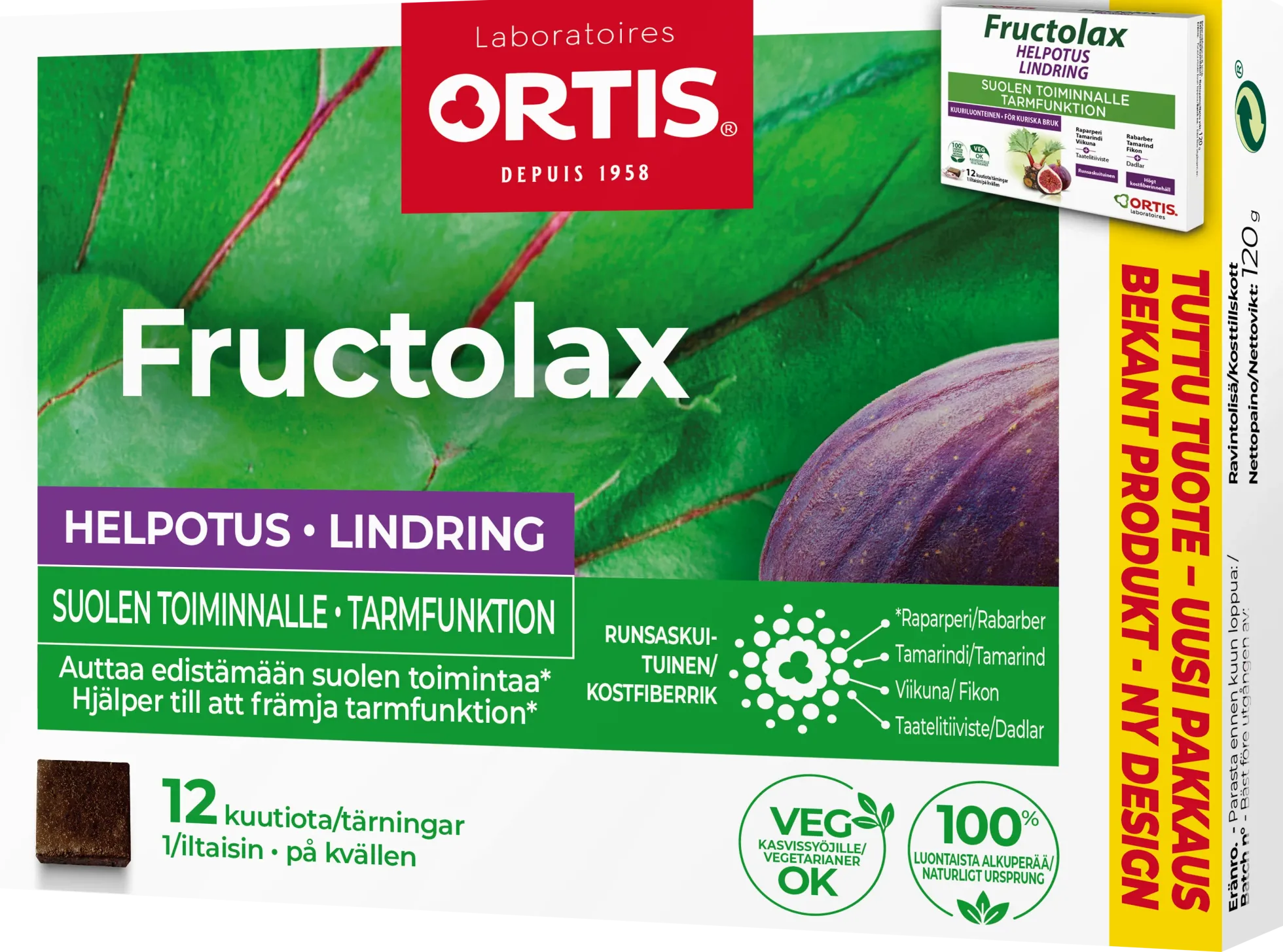 Fructolax Helpotus kuutio -eri kokoja
