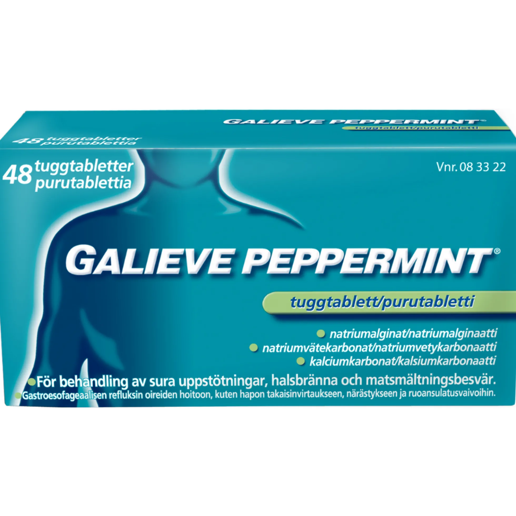 Galieve Peppermint 250/133,5/80 mg -purutabletti närästykseen