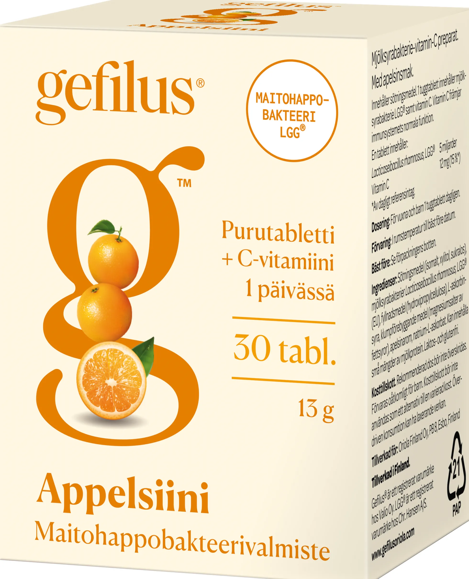 Gefilus Appelsiini 30 purutablettia