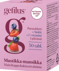 Gefilus C+Sinkki Mustikka-mansikka 30 purutablettia