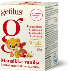 Gefilus + D Mansikka-vanilja 30 purutablettia