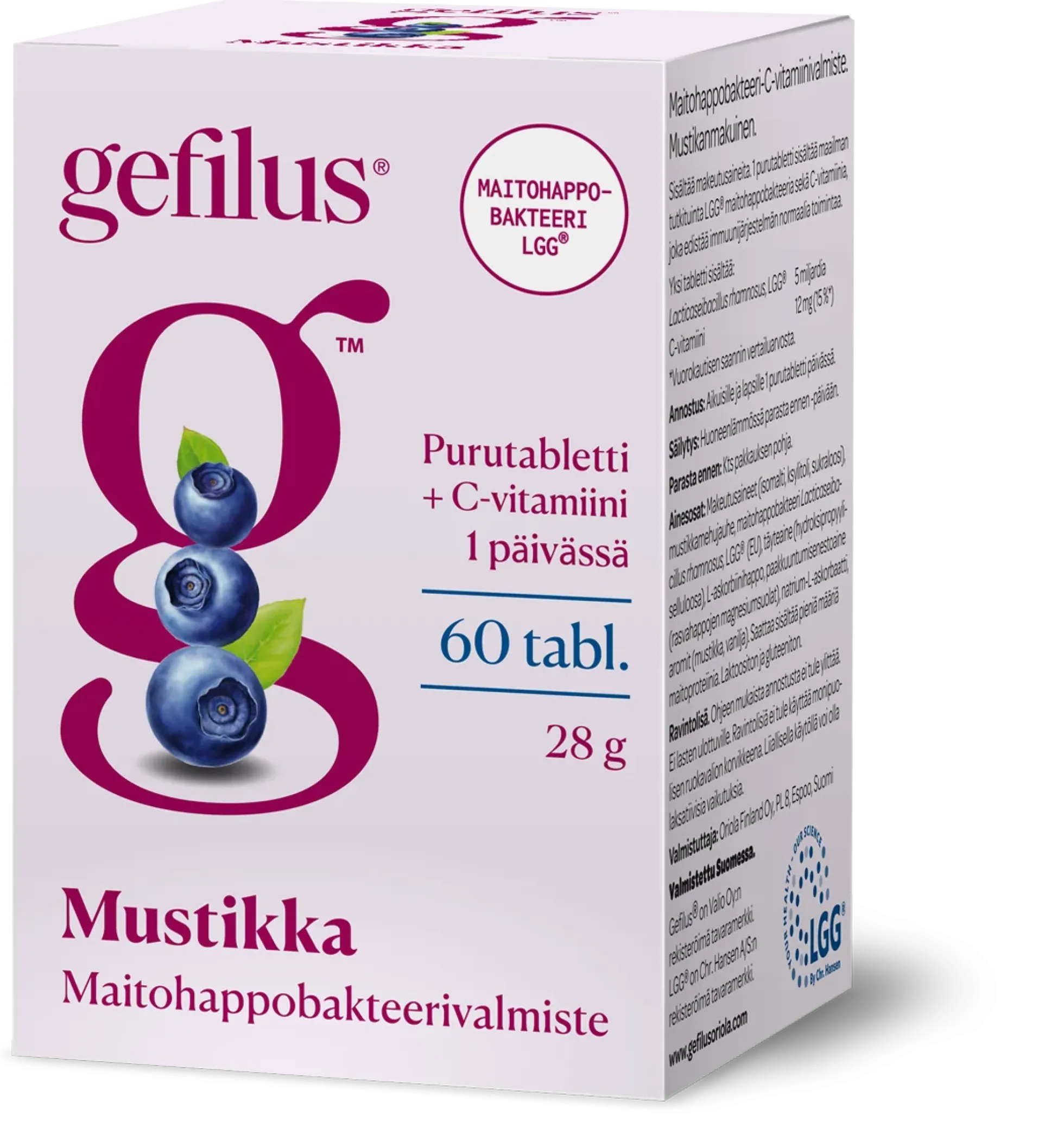 Gefilus Mustikka purutabletti -eri kokoja