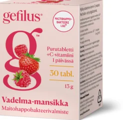 Gefilus vadelma-mansikka purutabletti eri kokoja