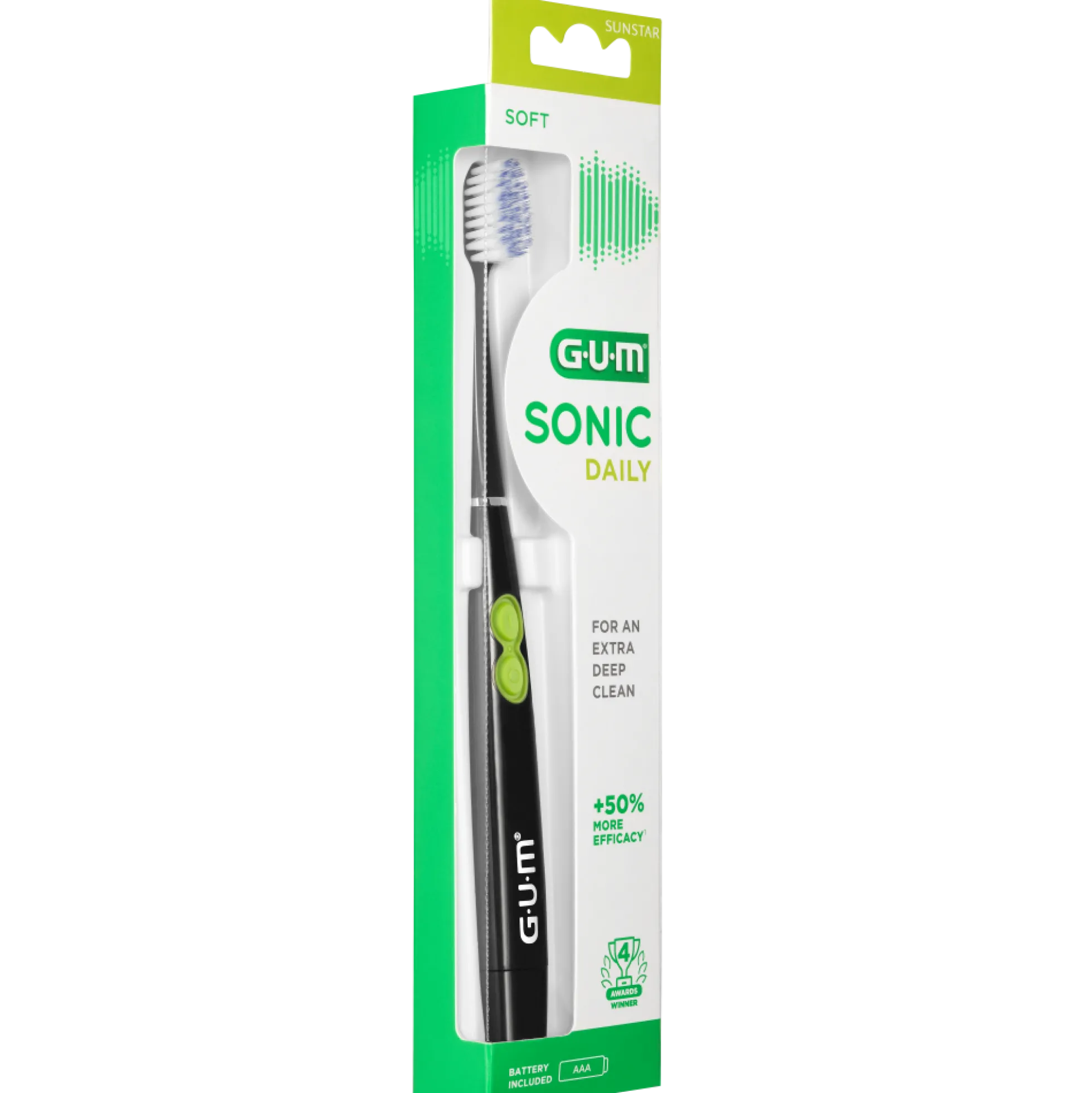 GUM Sonic Daily paristohammasharja sis. paristo musta 1 kpl