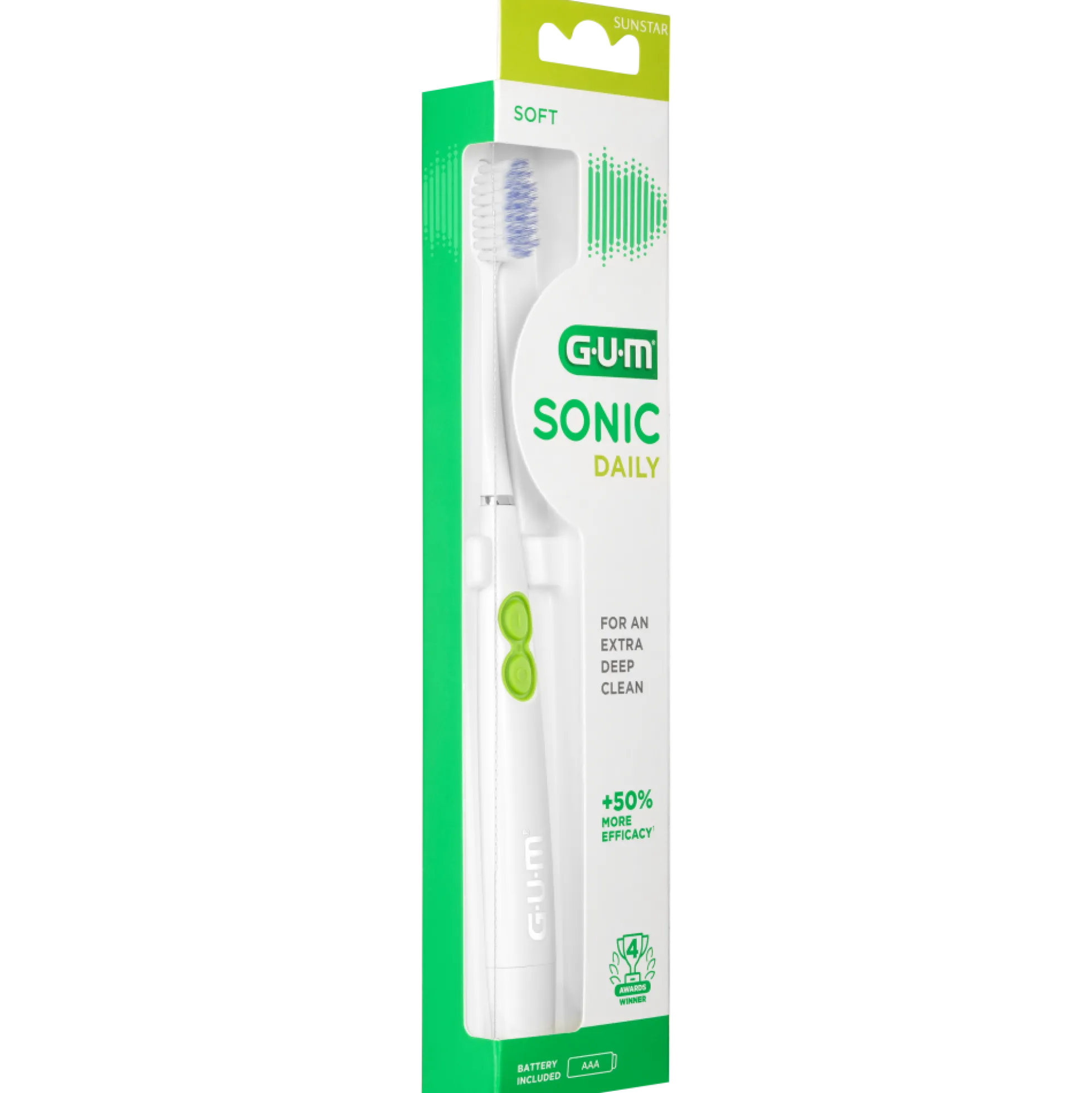 GUM Sonic Daily paristohammasharja sis. paristo valkoinen 1 kpl